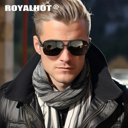 RoyalHot Unisex Polarized Classic Metal Oval Border Sunglasses