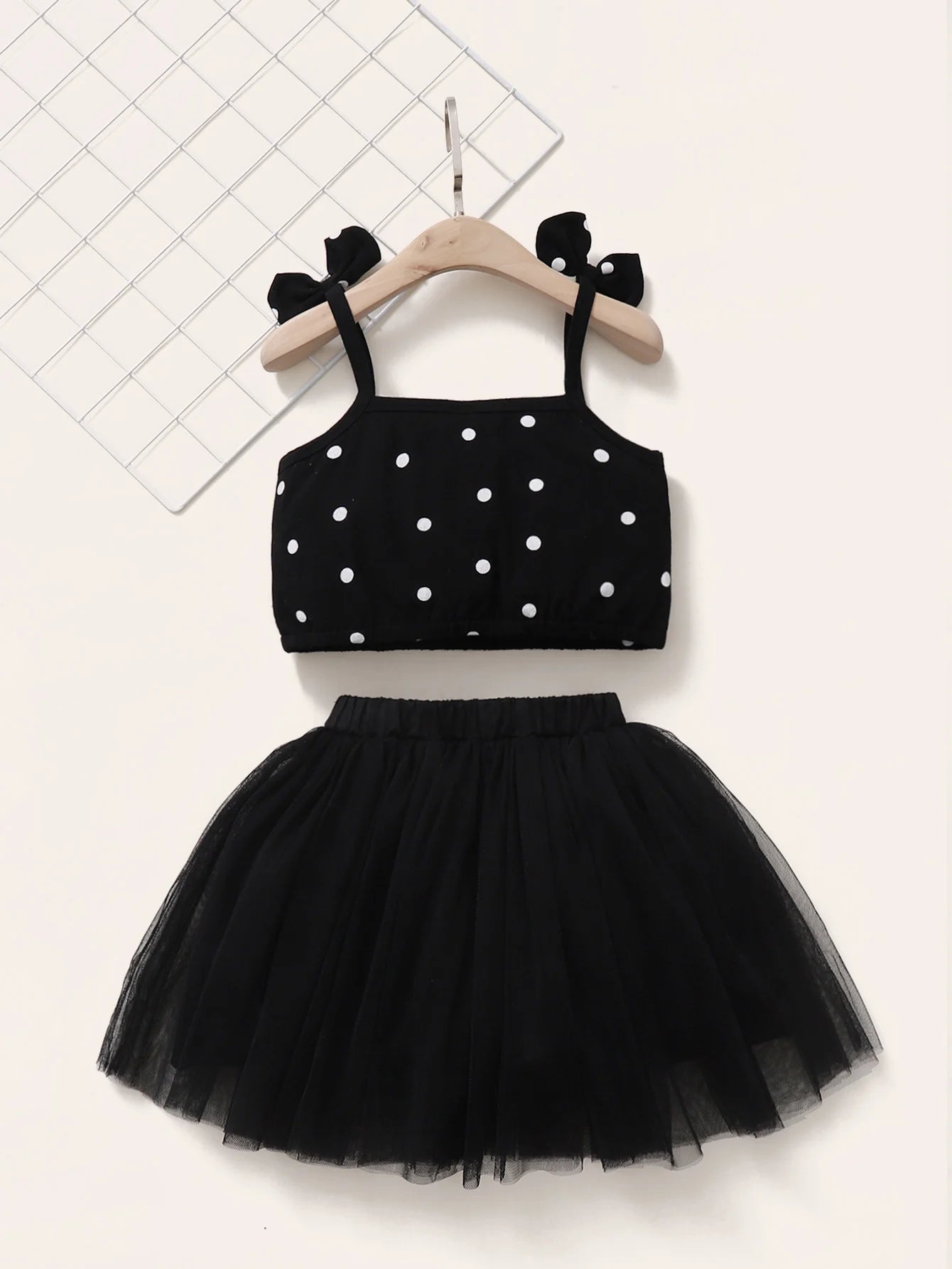 1-5Years Toddler Baby Girl Clothes Set Polka Dot Strap Top + Tutu Skirt Summer Party Lovely 2PCS Kids Girl Fashion Dress Outfit