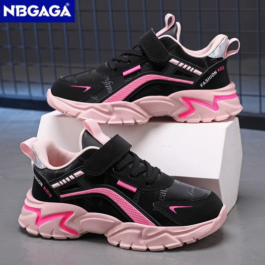 Girls Sport Shoes Comfortable Leather Kids Running School Casual Shoes  Non-slip Outdoor Children Walking Sneaker Tennis