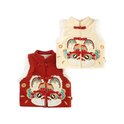 Children's Waistcoat Retro Warm and Versatile Vest for Boys Girls Baby Autumn and Winter Baby Cotton Vests Chinese Style