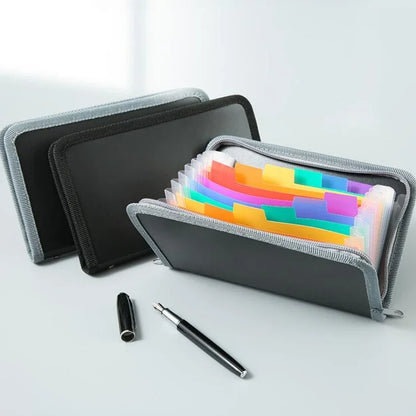 A6 Expanding File Folder Zipper Bag Wallet Documents File Pouch Bill Expanding Folders Organizer Office Binding Supplies