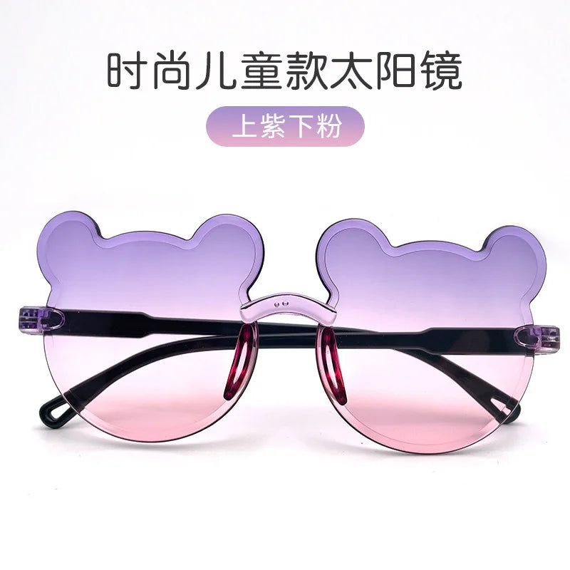 Kids Sun Sunglasses Bear Shape Children Glasses Trendy Girls Cartoon Eyeglasses Shades Driver Anti-Glare Boys Cartoon Sunglasses