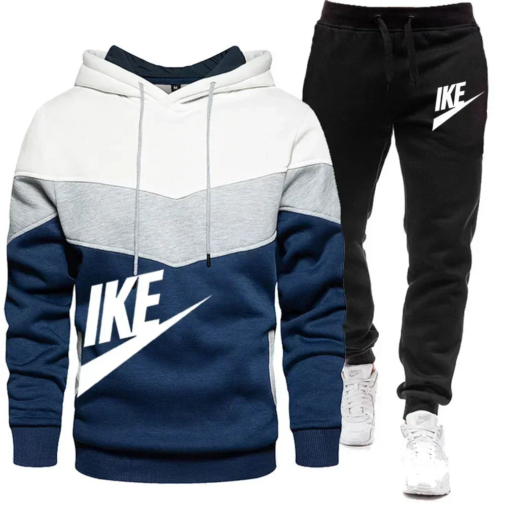 Autumn and winter Sportswear suit men's hoodies set casual warm sports sweater brand pullover + jogging pants 2-piece set