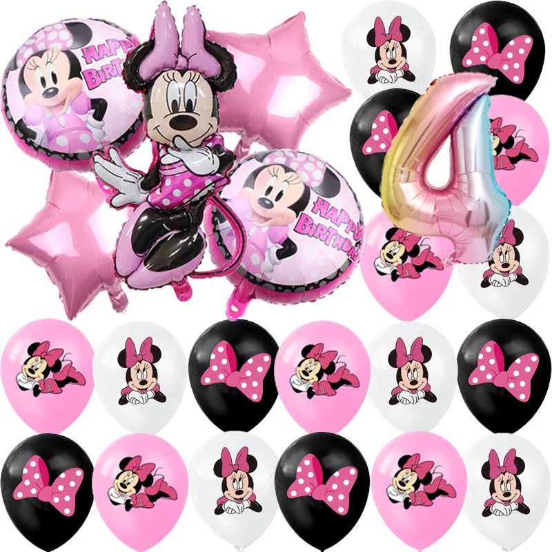 Minnie Mouse Party Decoration Disposable Tableware Minnie Cup Plate Balloon For Girls Baby Bath Birthday Party Supplies