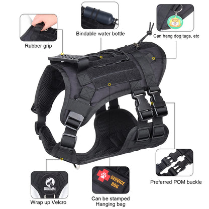 Medium Big Dog Harness Multifunction Tactical Dogs Vest More Solid Waterproof Oxford Cloth Dogs Harness Dog Accessoires Supplies