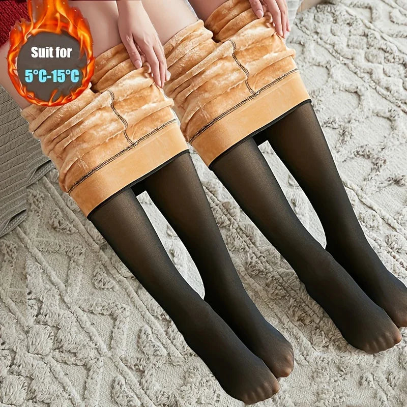 Thermal Stockings Woman Fleece Tights Sexy Winter Warm Pantyhose Translucent Slim Thicken Tights