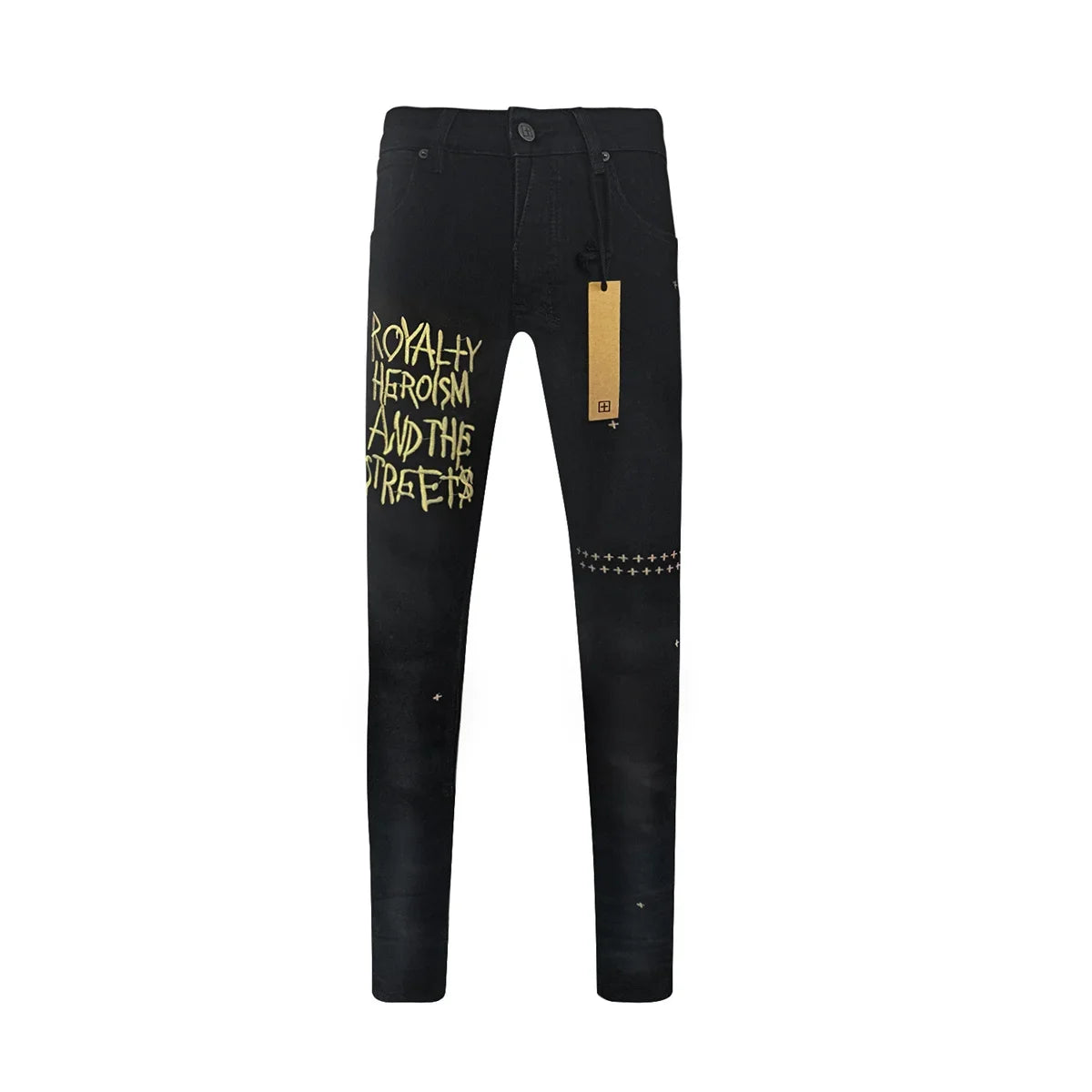 25SS New KSUBI Cross Jeans Men fashion High Street Black letter embroidery Old Patch Stretch Skinny Jeans Hip Hop Pencil Pants