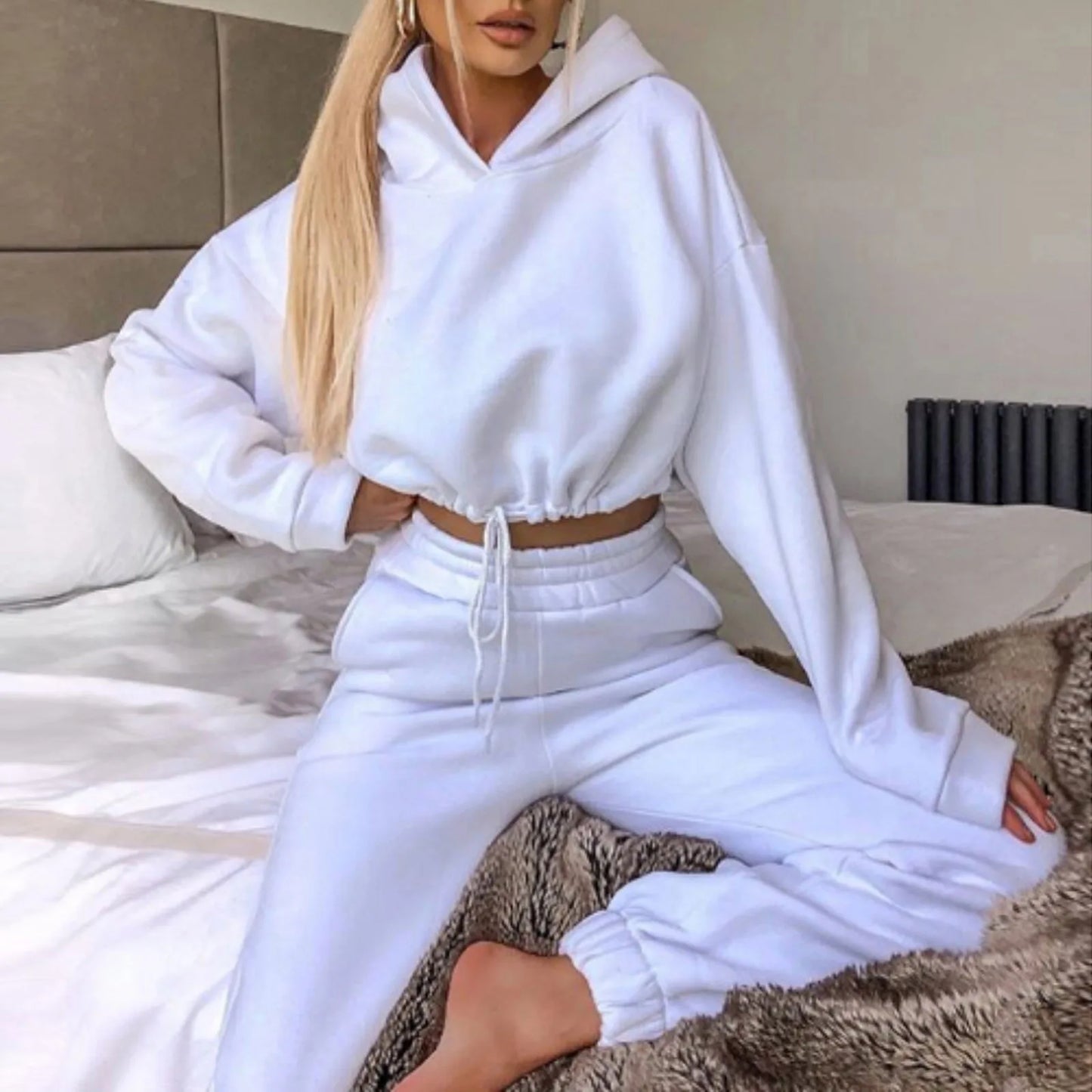 Winter Two Piece Sets Women Tracksuit Oversized Suit Autumn Trouser Suits Female Sweatshirt Solid Sports Hoodie Sportswear