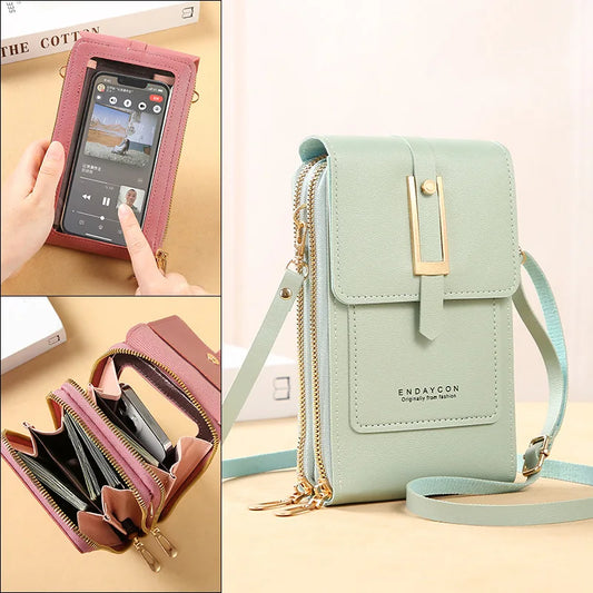 Women Bags Soft Leather Wallets Touch Screen Cell Phone Purse Crossbody Shoulder Strap Handbag for Female Cheap Women's Bags