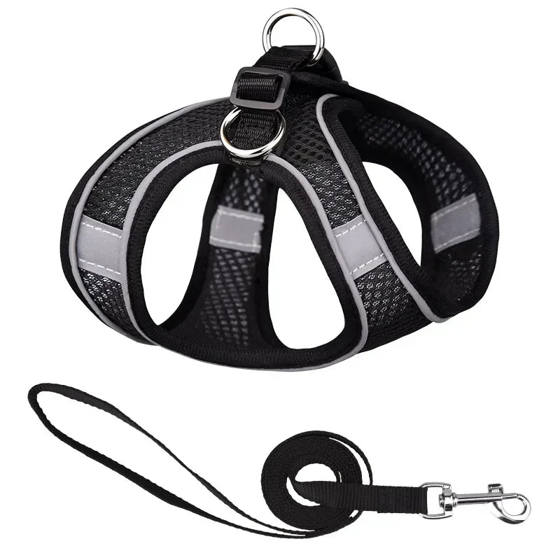 Dog Harness Vest Chest Cat Collars Rope Adjustable Breathable Mesh Dog Harness Clothes Outdoor Walking Small Medium Pet Supplies