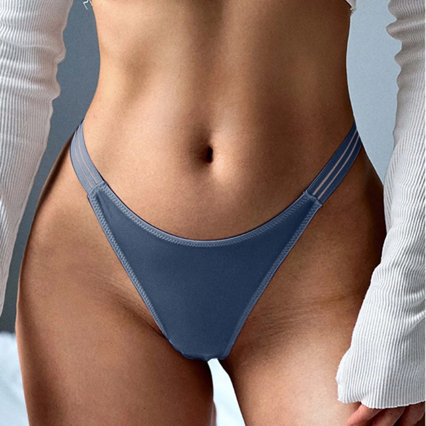 Womens Sexy High Cut G-String Underpants Low Waist Lift Hip Thong Briefs Solid Comfortable Fitness Panties Bikini Underwear