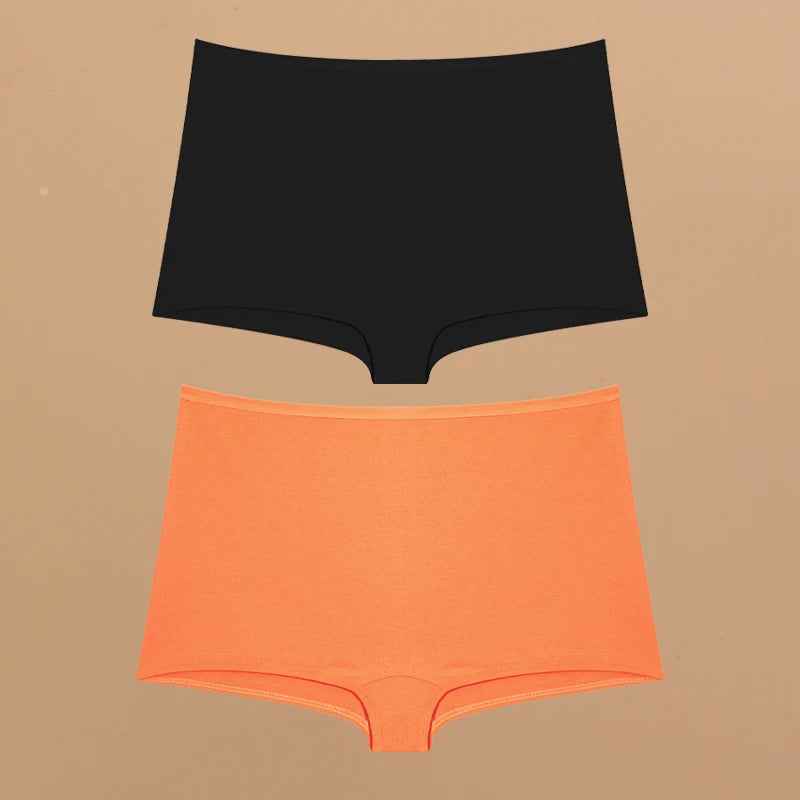 2pcs Women's Cotton Boxers Panties Female Seamless Sports Boyshorts Underwear Female Solid Soft Lingerie Safty Shorts XS-XL 2024