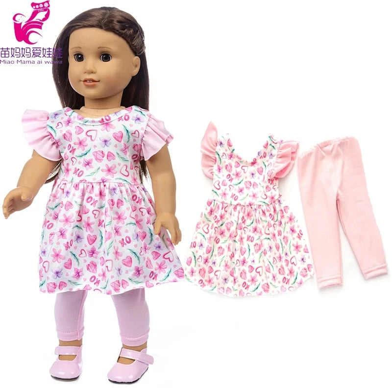 18 inch Girls Doll Winter Coat Dress Suit for 43cm Baby Doll Outfit Skirt