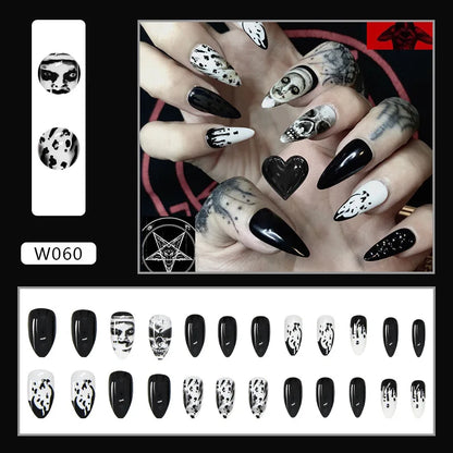 24pcs/Box Ballerina Nail Tip Purple with Design Manicure Patches Fresh Floral Almond False Nails Press on Med Nails Detachable