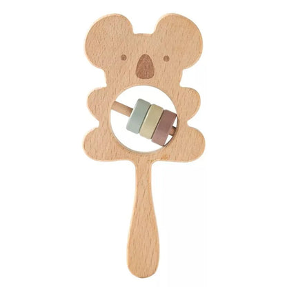 Baby Wooden Rattle Montessori Toy Hand Bell Hand-on Develop Ability Toy Baby 0 12 Months Animal Rotating Puzzle Educational Toy