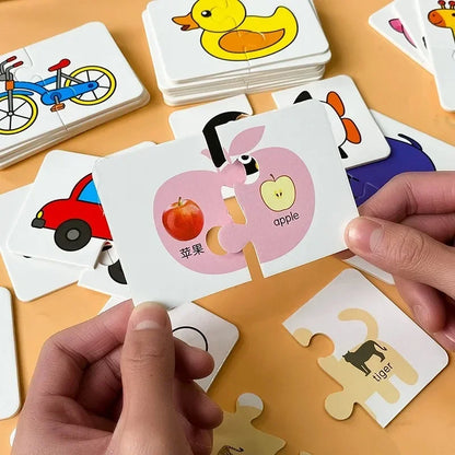 32Pcs Montessori Toddler Card Matching Game Early Education Puzzle Toys Cartoon Jigsaw Toys Color Shape Cognitive Training Gift
