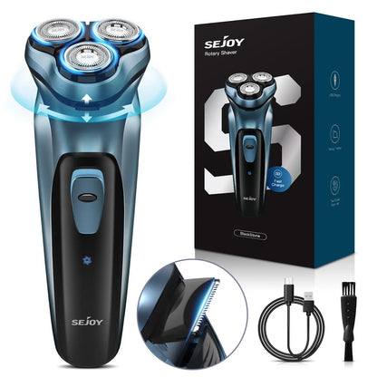 SEJOY Men's Electric Razor USB Rechargeable Shaver Triple Blade Trimmer Beard Floating Head Waterproof Hair Shaving Machine