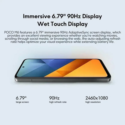 Global Version POCO M6 Smartphone 128GB 256G MediaTek Helio G91 Ultra 6.79'' 90Hz Display 33W Fast Charging 5030mAh Battery