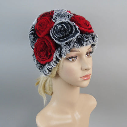 2025 Hot Sale Women Winter Fur Hat Scarf Sets Natural Warm Real Rex Rabbit Fur Cap Scarves Lady Knitted Genuine Fur Hats Muffler