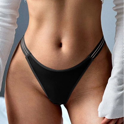 Womens Sexy High Cut G-String Underpants Low Waist Lift Hip Thong Briefs Solid Comfortable Fitness Panties Bikini Underwear