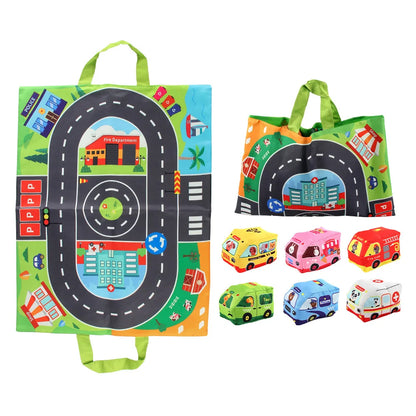 Baby fabric car model with storage bag carpet baby tear durable cloth book early education toy