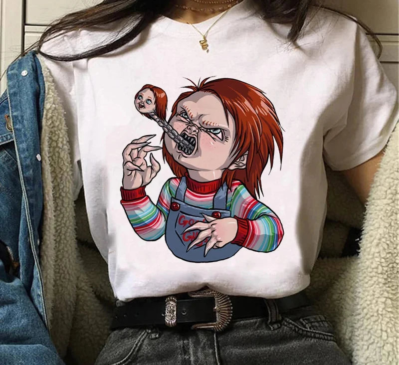 Chucky Graphic Printed T Shirt Chucky Streetwear Fashion Casual Crew Neck Short Sleeve Plus Size T Shirt Women