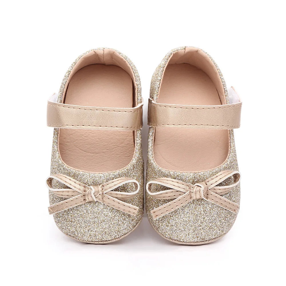 Baby Item Infant Girl Shoes Toddler Bling Bow Trainer Newborn Soft Anti-slip Rubber Sole Bebes Princess Footwear for 1 Year Gift