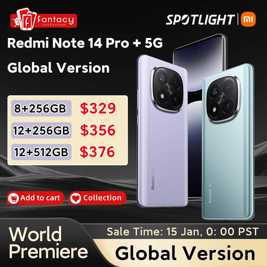 World Premiere Global Version Redmi Note 14 Pro+ 5G Smartphone Snapdragon 7s Gen 3 200MP Rear Camera 120W HyperCharge IP68