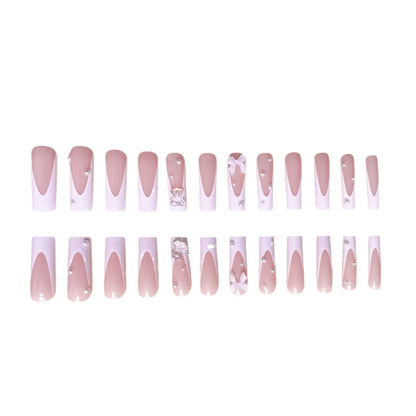 Pipe Nail French Stereo Bear Bow Pearl Manicure Fake Nails