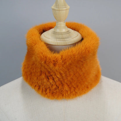 2025 New Women Winter Real Mink Fur Scarves headbands Good Elastic Knitted Natural Mink Fur Scarf Thick Warm Lady Fur Ring Shawl