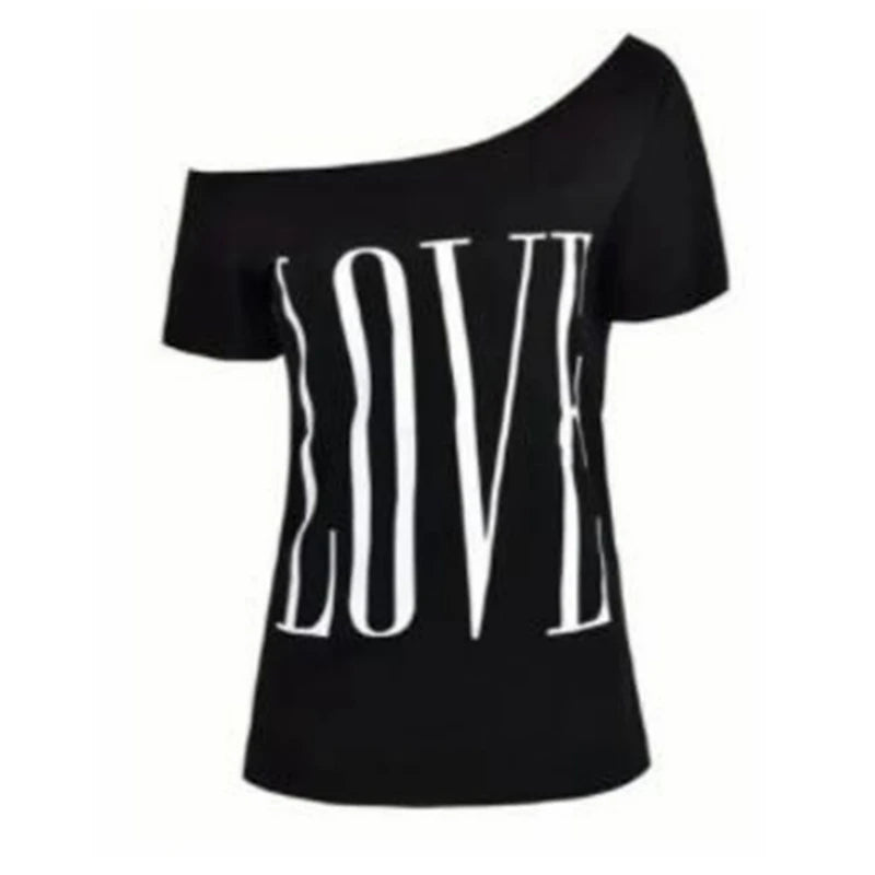 Plus Size 1XL-5XL Women's Fashion Off Shoulder Short Sleeved Loose L  T-shirt Casual Top Half Sleeved T-shirt