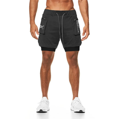 Sport Shorts Men Sportswear Double-deck Running Shorts 2 In 1 Beach Bottoms Summer Gym Fitness Training Jogging Short Pants