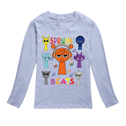 Sprunki Clothes Summer Kids Fashion Horror Game Incredibox Long Sleeve T-Shirt Boys Graphic Tee Baby Girls Tops Child Pullover