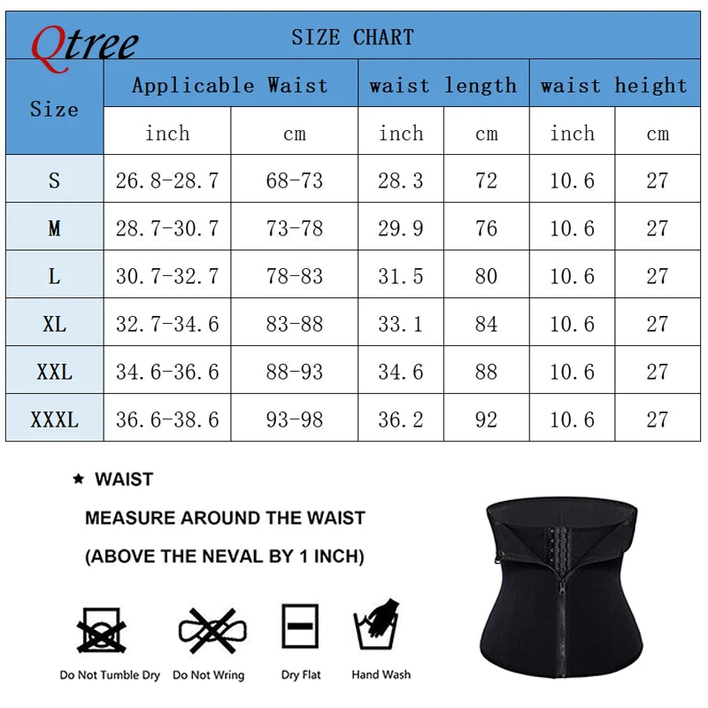 Qtree Waist Trainer for Women Corset Belly Cincher Tummy Control Bustier Shapewear Slimming Body Shaper Neoprene Workout Girdle