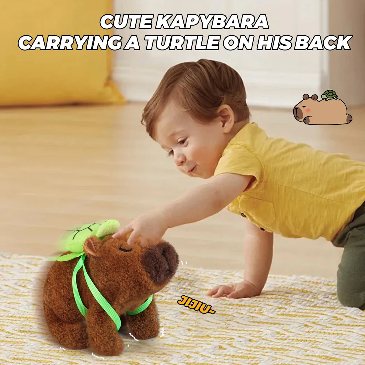 1Pc Plush Walking Sound Moving Pet Kids Electric Capybara Back Turtle Toy
