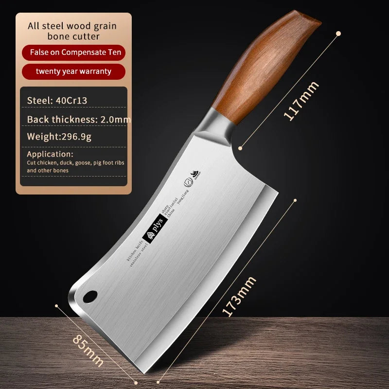 High Hardness Kitchen Knife, All Steel Sharp Chopping Knife for Ribs and Chicken Bones, Household Meat Cleaver