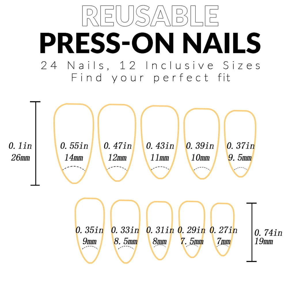 24pcs press on nails short almond red press on nails Solid color sweet french tip press on nails cute nail