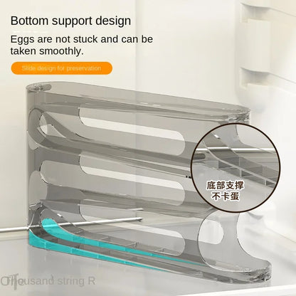 Transparent slide egg storage box 4-layer ladder egg box storage refrigerator side door large capacity automatic egg roller