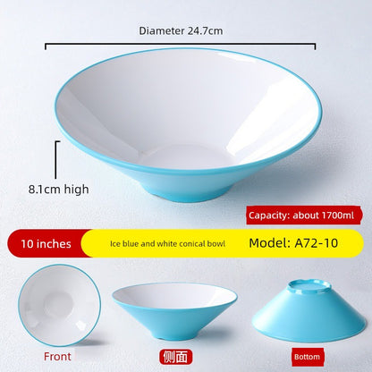 Melamine Rain-Hat Shaped Bowl Commercial Ramen Bowl River Snail Rice Noodle Bowl Noodle Restaurant Dedicated Noodles with Soy Sauce Wonton Pig's Knuckle Rice Spicy Hot Large Bowl