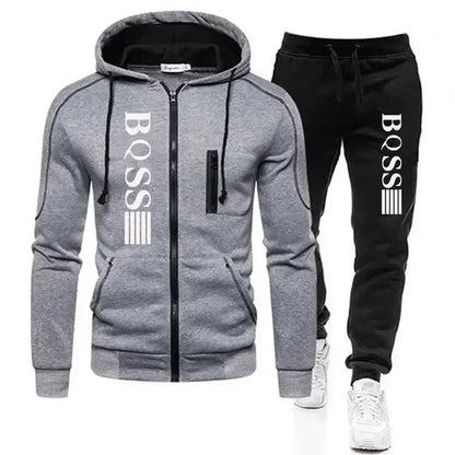 New autumn/winter men's hooded jacket sports suit, 2024stylish casual zipper jogging fitness hoodie + sweatpants 2-piece set