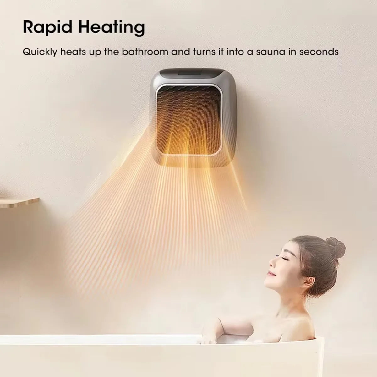 Mini Home Heater 800w Bathroom Heating Fan Wall Mounted Intelligent Bathroom Fast Heating Portable Size Small Winter Heating