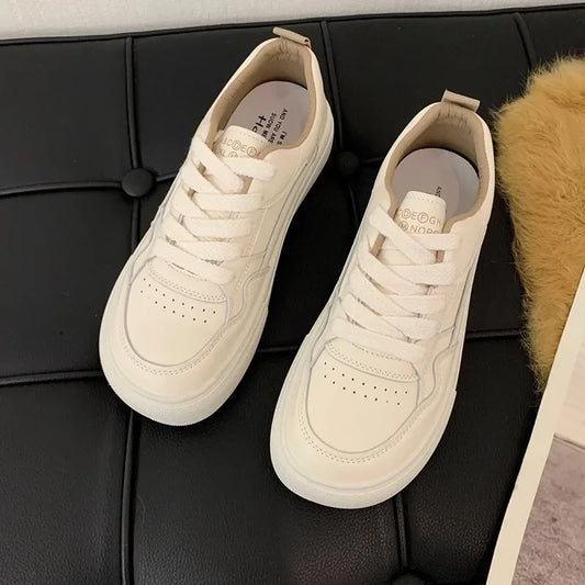 Little White Shoes Women Sneakers 2024 New Breathable Genuine Leather Women's Shoes Casual Sports Board Shoes Sneaker  Adult