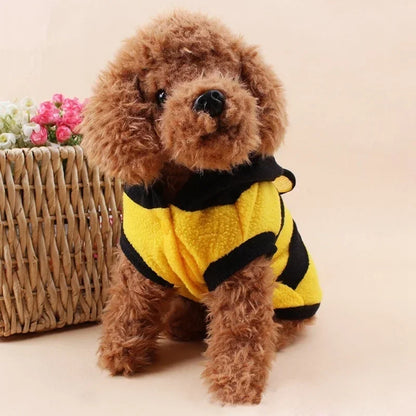 Bee Pet Puppy Coat Clothing Set Wool Clothes Dog Cat Hoodie Fancy Dress Costume Halloween Cosplay Sweater Dog Hoodie