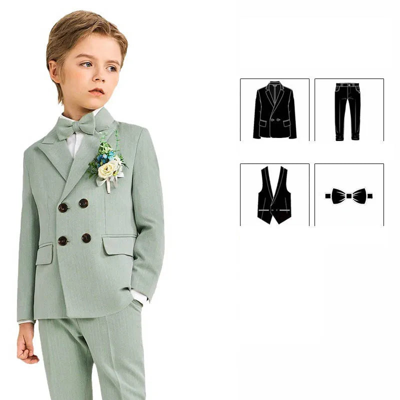 Children Light Green Piano Party Dress Kids Formal Ceremony