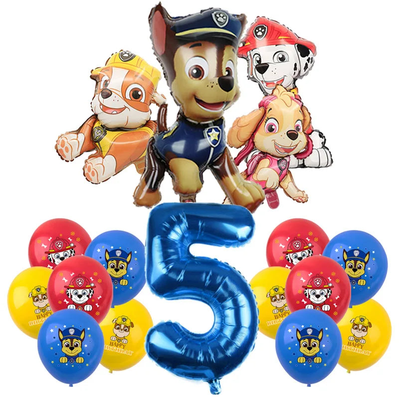 PAW Patrol Birthday Party Decoration Toy Hat Kids Gift Aluminum Foil Balloon Dog Chase Marshall Skye Rubble Disposable Tableware