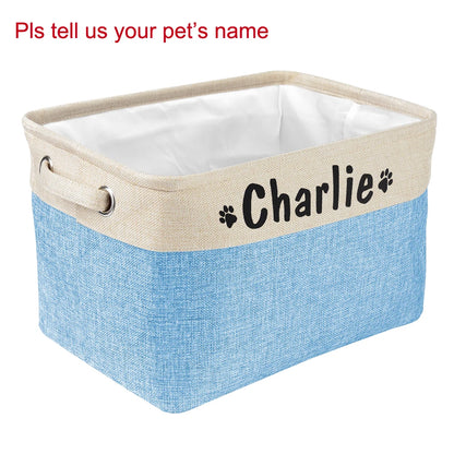 Personalized Dog Toy Basket Free Print Pet Storage Box DIY Custom Dog Name Toys Clothes Accessories Foldable Organize Storage