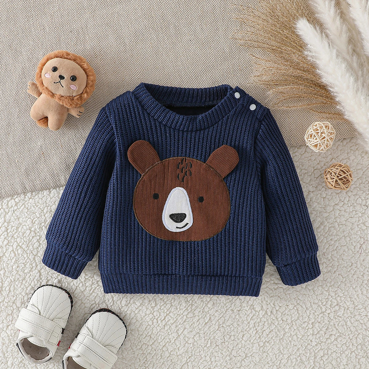 Baby Boys Long Sleeve 3M-3Y Cute Cartoon Bear Sweater For Spring/ Fall Outwear  Clothing