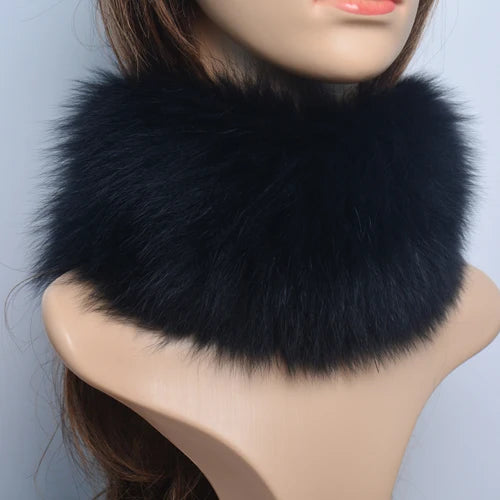 New Luxury Women Outdoor Fox Fur Ring Scarf Winter Good Elastic Knit Real Fox Fur Scarves Neck Warmer Natural Fur Headband Wrap