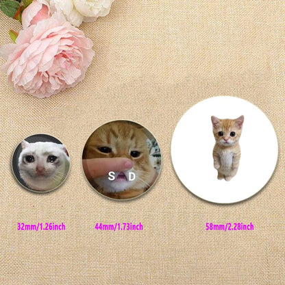 32/44/58mm Funny Cute Cat Badge Round Creative Brooches Fashion DIY Backpack Jewelry Accessory Gifts HD Print Handmade Pins
