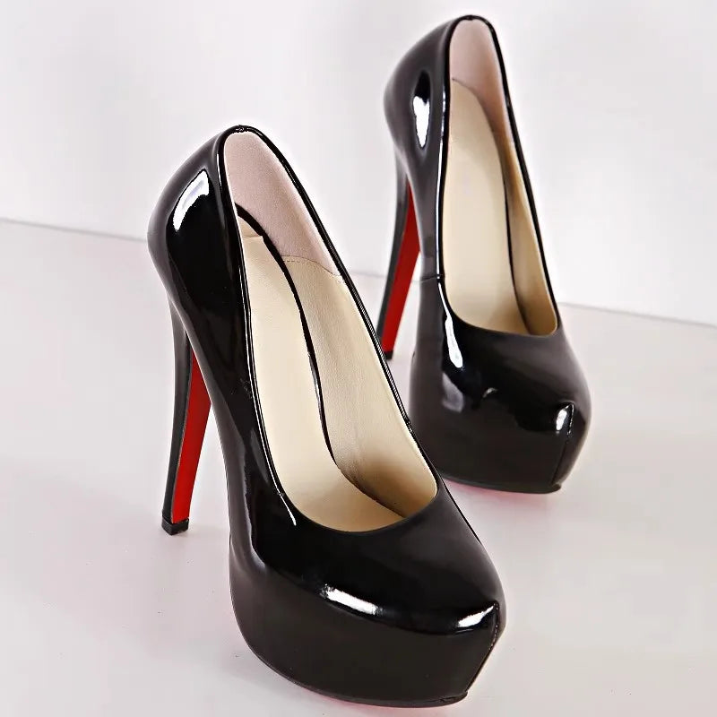 Big Size 35-45 Sexy Platform Female Party Pumps Stiletto Wedding Fashion Patent Leather High Heels Shoes